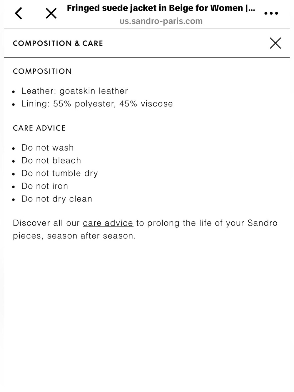 Sandro Beige Fringed Suede Jacket - Picture 5 of 9